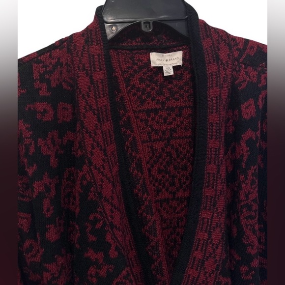 Lucky Brand cardigan sweater women’s size Large red & black NWT - Picture 2 of 3